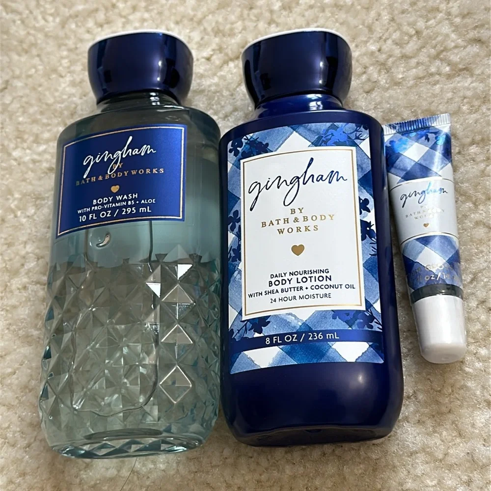 NIB Bath& Body Works Gingham Body Care Set
